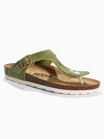 BACKSUN Leren teenslippers "Singapore" groen