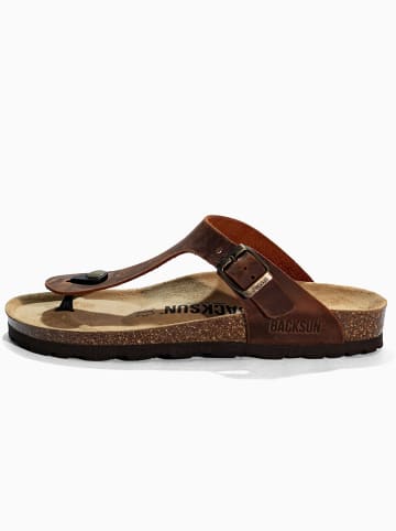 BACKSUN Leder-Zehentrenner "Singapore" in Braun