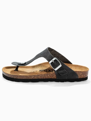 BACKSUN Leder-Zehentrenner "Singapore" in Grau