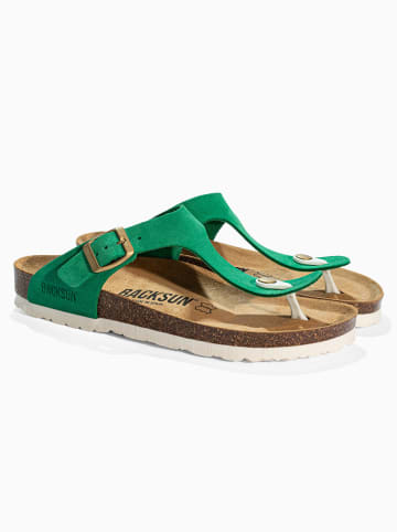 BACKSUN Leren teenslippers "Singapore" groen