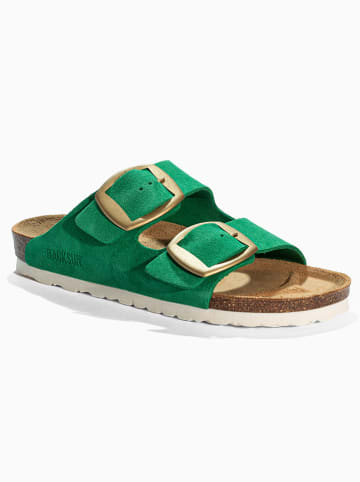 BACKSUN Leren slippers "Londrina" groen