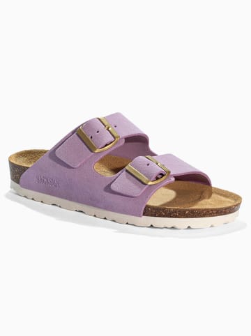 BACKSUN Leder-Pantoletten "Bali" in Flieder
