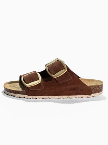 BACKSUN Leren slippers "Londrina" lichtbruin