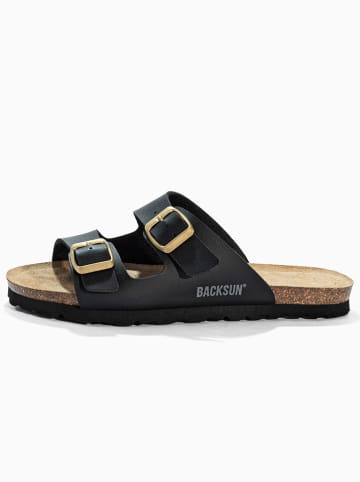 BACKSUN Leren slippers "Hasard" zwart