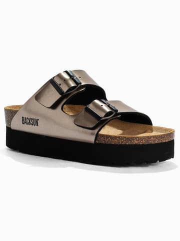 BACKSUN Leren slippers "Maldives" lichtbruin