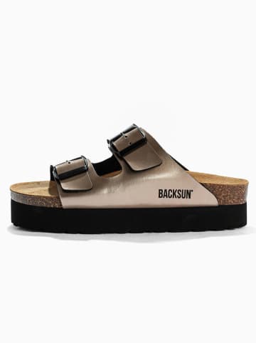 BACKSUN Leren slippers "Maldives" lichtbruin