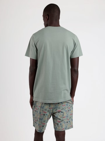 admas Pyjama in Grau/ Grün
