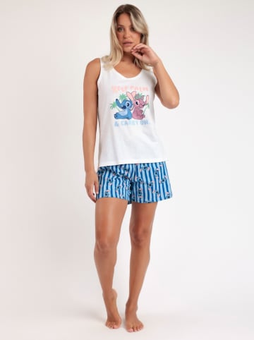 admas Pyjama in Weiß/ Blau