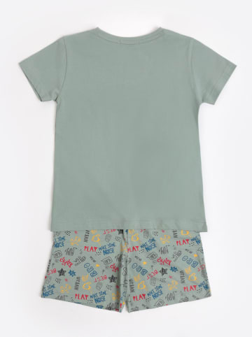 admas Pyjama in Grau/ Grün