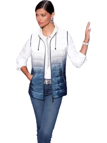 WITT WEIDEN Doorgestikte bodywarmer wit/donkerblauw