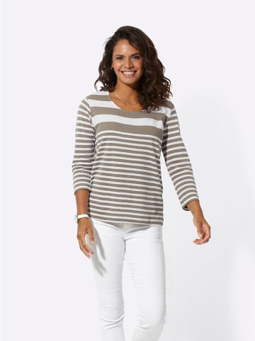 WITT WEIDEN Longsleeve in Khaki/ Weiß