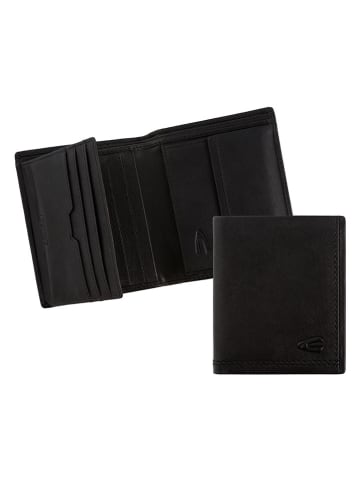 Camel Active Leder-Geldbörse "Osaka" in Schwarz - (B)9,5 x (H)11 x (T)2 cm