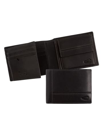 Camel Active Leder-Geldbörse "Tokyo" in Schwarz - (B)11 x (H)8,5 x (T)2 cm