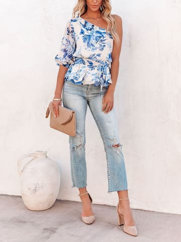 LA Angels Bluse in Creme/ Blau