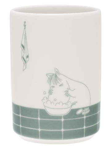 Moomin Kubek "Bathtime" w kolorze zielono-białym na szczotki do zębów - 10 cm