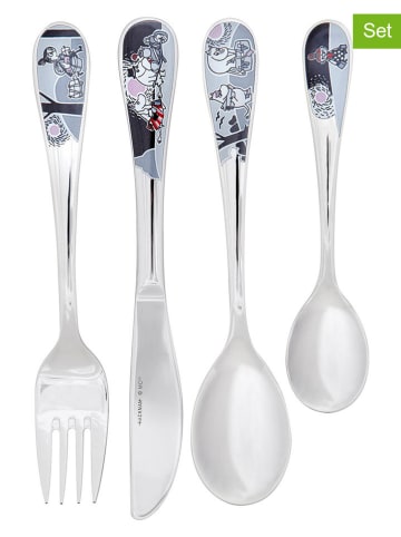 Moomin 4tlg. Kinder-Besteckset "Adventure Move" in Grau/ Silber