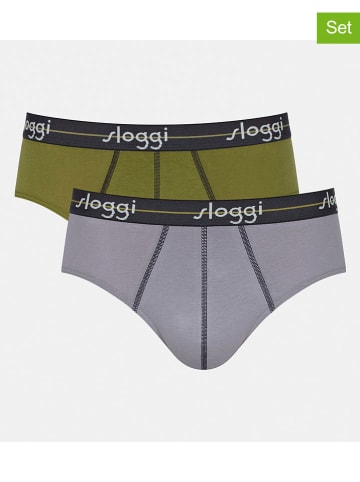 Sloggi Slipy (2 pary) w kolorze zielono-szarym