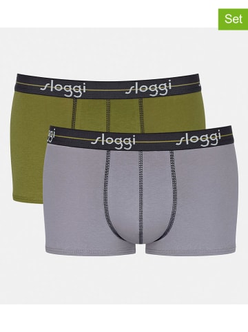 Sloggi 2er-Set: Boxershorts in Grün/ Grau