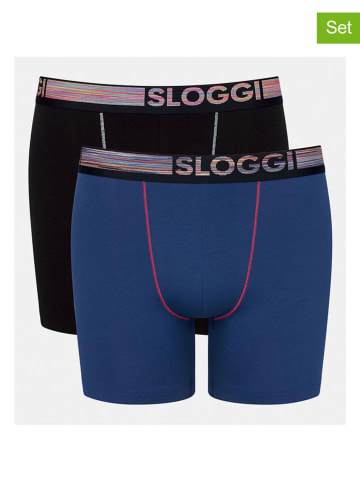 Sloggi 2er-Set: Boxershorts in Blau/ Schwarz