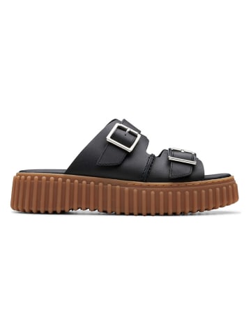 Clarks Leder-Pantoletten "Torhill" in Schwarz