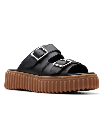 Clarks Leder-Pantoletten "Torhill" in Schwarz
