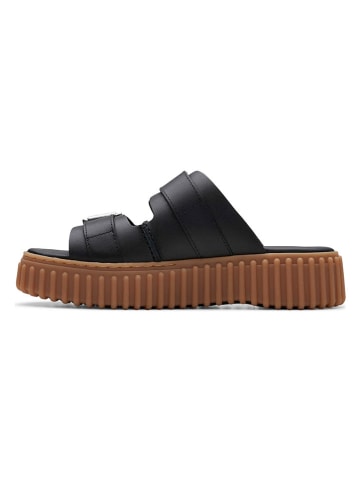 Clarks Leder-Pantoletten "Torhill" in Schwarz