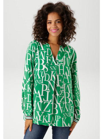 Aniston Bluse in Grün/ Weiß