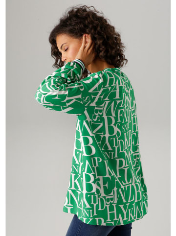 Aniston Bluse in Grün/ Weiß