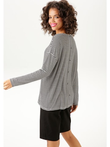 Aniston Longsleeve in Schwarz/ Weiß