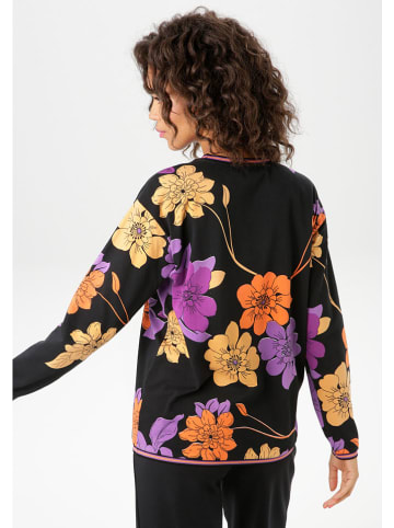 Aniston Sweatshirt zwart/paars/oranje