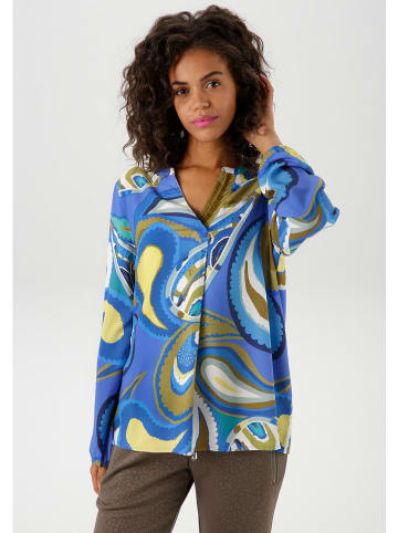 Aniston Bluse in Blau/ Oliv