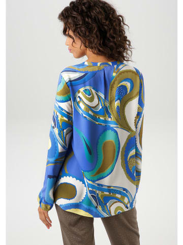 Aniston Bluse in Blau/ Oliv