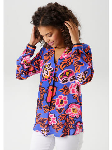 Aniston Bluse in Blau/ Orange