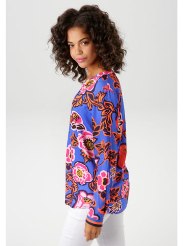 Aniston Bluse in Blau/ Orange