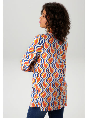 Aniston Bluse in Orange/ Blau/ Weiß