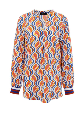Aniston Bluse in Orange/ Blau/ Weiß