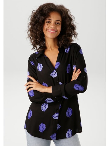 Aniston Hemd in Schwarz/ Lila