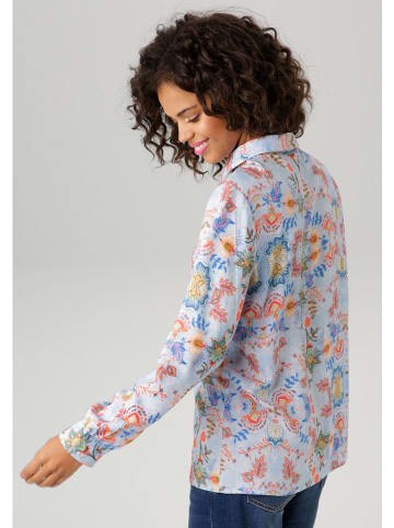 Aniston Bluse in Hellblau/ Orange