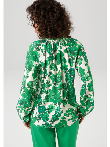 Aniston Bluse in Grün/ Weiß