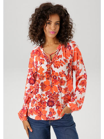 Aniston Bluse in Weiß/ Orange