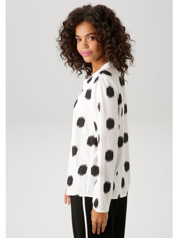 Aniston Bluse in Weiß/ Dunkelblau
