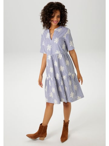 Aniston Kleid in Blau/ Weiß