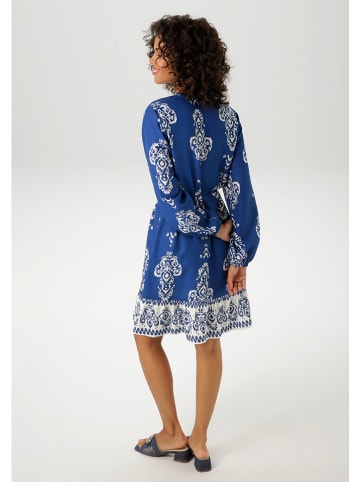 Aniston Jurk blauw/wit