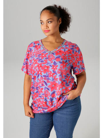 Aniston Bluse in Hellblau/ Rot