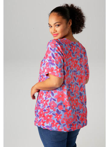 Aniston Bluse in Hellblau/ Rot