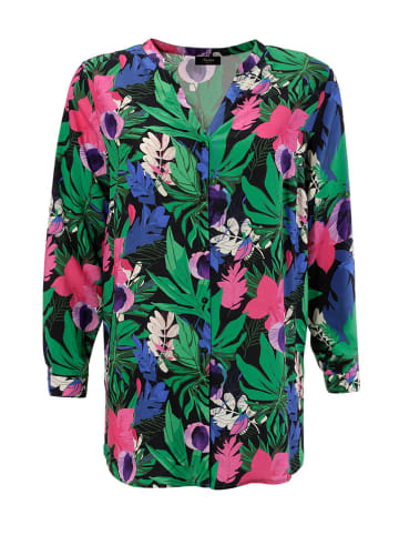 Aniston Longbluse in Grün/ Schwarz/ Pink