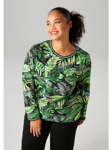 Aniston Sweatshirt zwart/groen