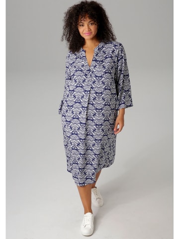 Aniston Kleid in Dunkelblau/ Weiß