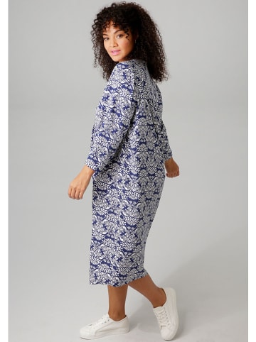 Aniston Kleid in Dunkelblau/ Weiß