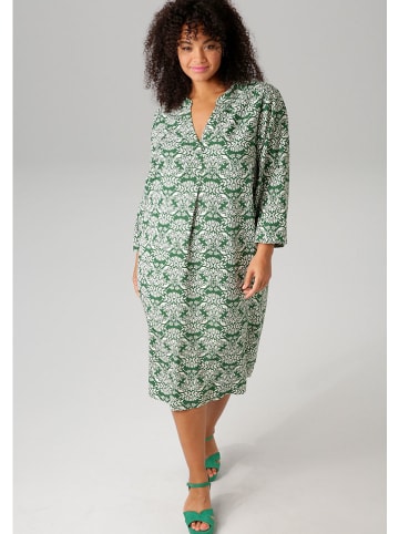Aniston Kleid in Grün/ Weiß